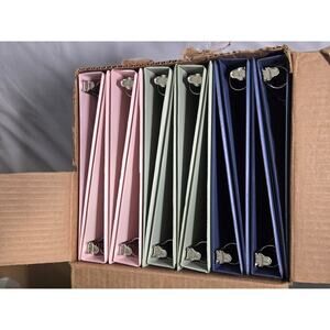 Lot of 9 Samsill 1” 3 Ring Binders Pastel Colors Blue Green Pink 11x8.5